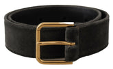 Dolce & Gabbana Brown Velvet Gold Tone Logo Metal Waist Buckle Belt -   -  Dolce & Gabbana.